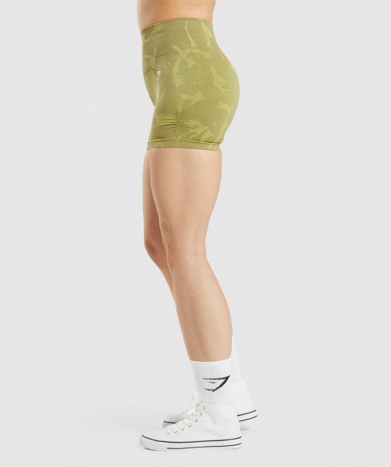 Women's Gymshark Adapt Camo Seamless Shorts Olive | CA 670D5N